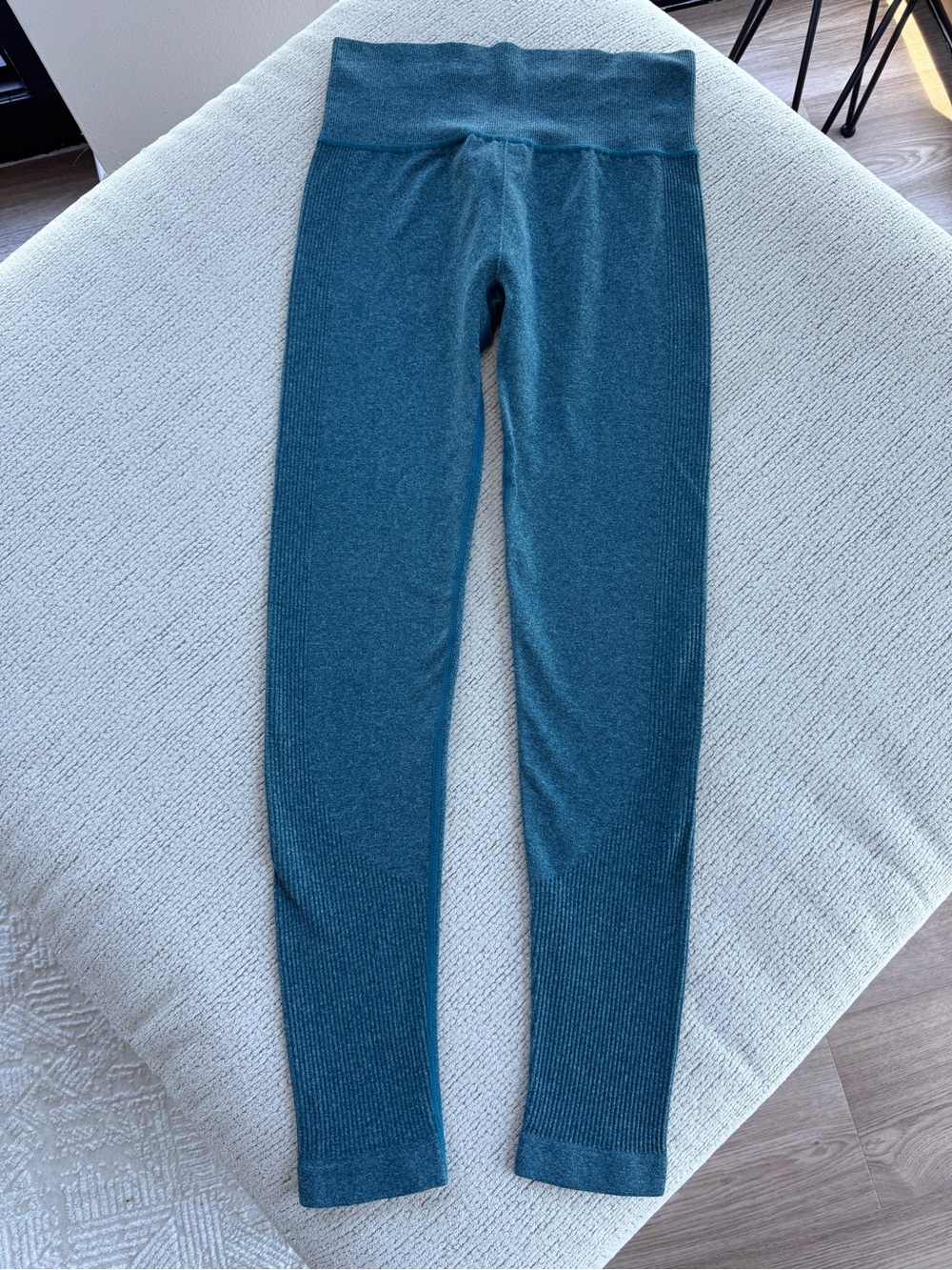 Women’s High-Waist Teal Ribbed Leggings